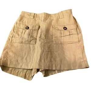 J Jill Women’s Skort XS Tan Linen Blend Elastic Waist Casual Summer Travel